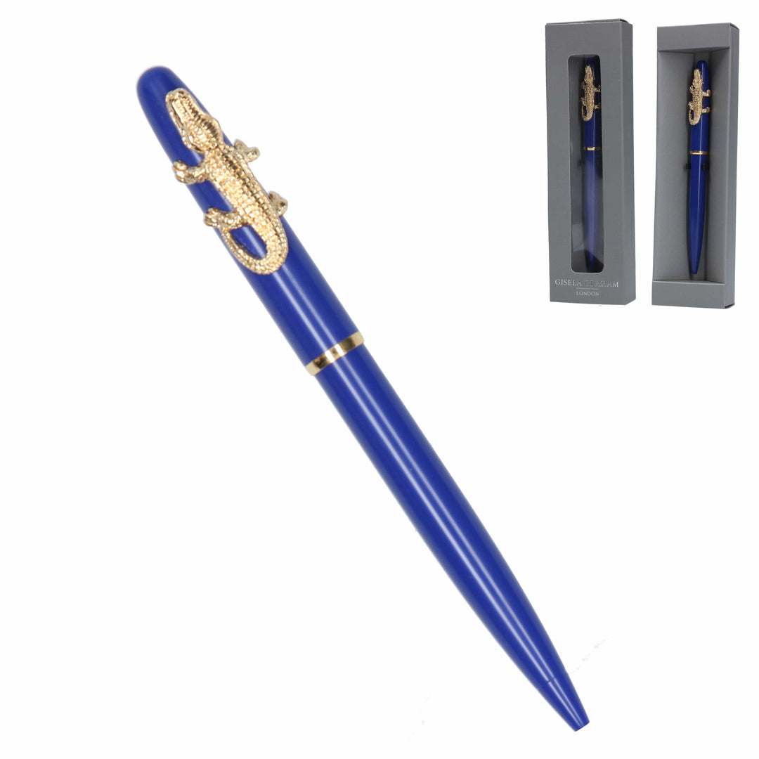 Faire: Silver Tree Home & Holiday Pen Gold Gator Blue Refillable Twist Pen