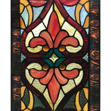 FAIRE Stained Glass Panels Lani Red Victorian Stained Glass Window Panel 36"H