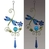 FAIRE - Sunset Vista Decor Dragonfly Metal Art Hanging Solar Sculptures:  Hummingbird, Butterfly & Dragonfly