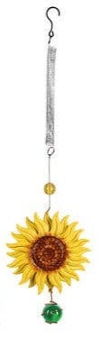 Faire: Sunset Vista Designs Home decor Green Metal Sunflower Bouncy Ornament