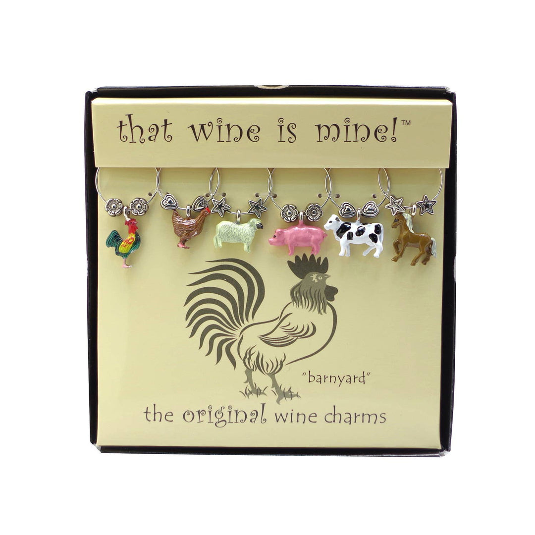 Faire-Supreme Housewares Wine Glass Charms Barnyard Painted Wine Charms