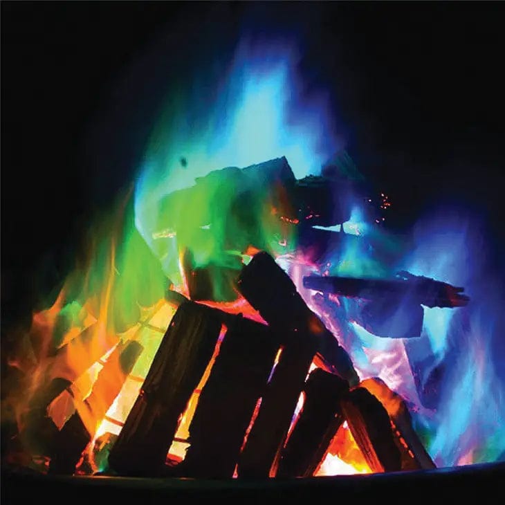 Faire: Toysmith campfire fun Mystery Fire Colorful Flames for Fireplaces, Outdoors, Camping, Bonfires