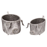 Faire-Transpac Pots & Planters Metal Rustic Pig Planters or Containers Set of 2 by Silver Spring 16.75"