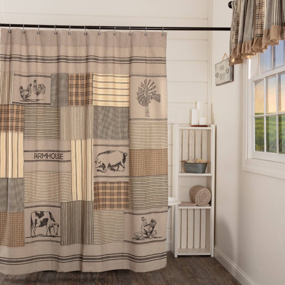 FAIRE - VHC Brands Decor Farmhouse Animals Shower Curtain by Sawyer Mill