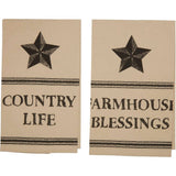 FAIRE - VHC Brands Kitchen Decor Farmhouse Star Country Life Muslin Unbleached Natural Tea Towel Set
