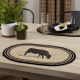 FAIRE - VHC Brands Placemats Pig or Cow Jute Placemats Sawyer Mill  Set of 6, 12x18