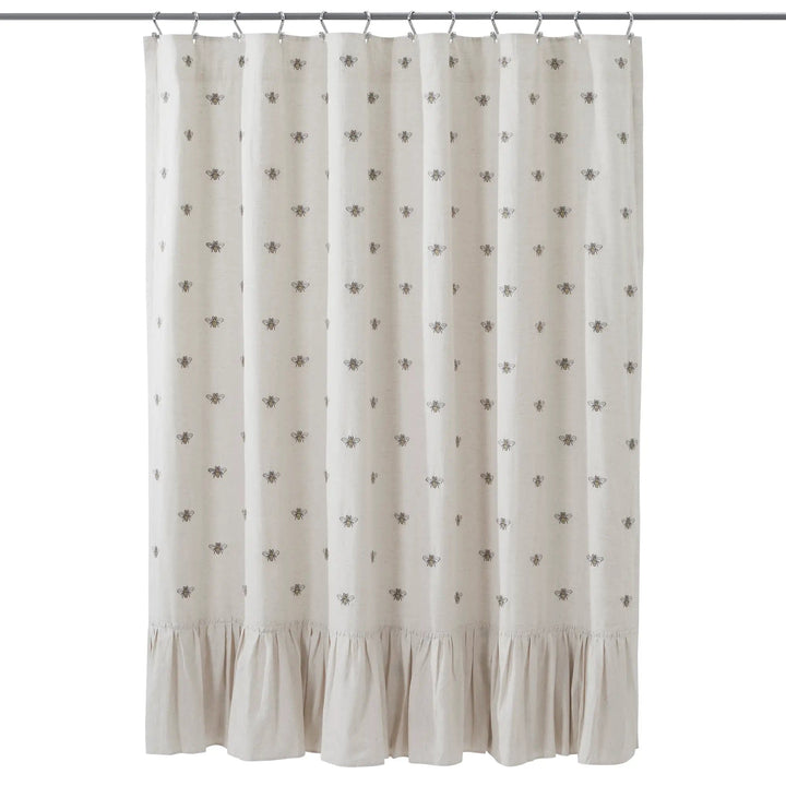 FAIRE - VHC Brands Shower Curtains Honey Bee Shower Curtain Embroidered
