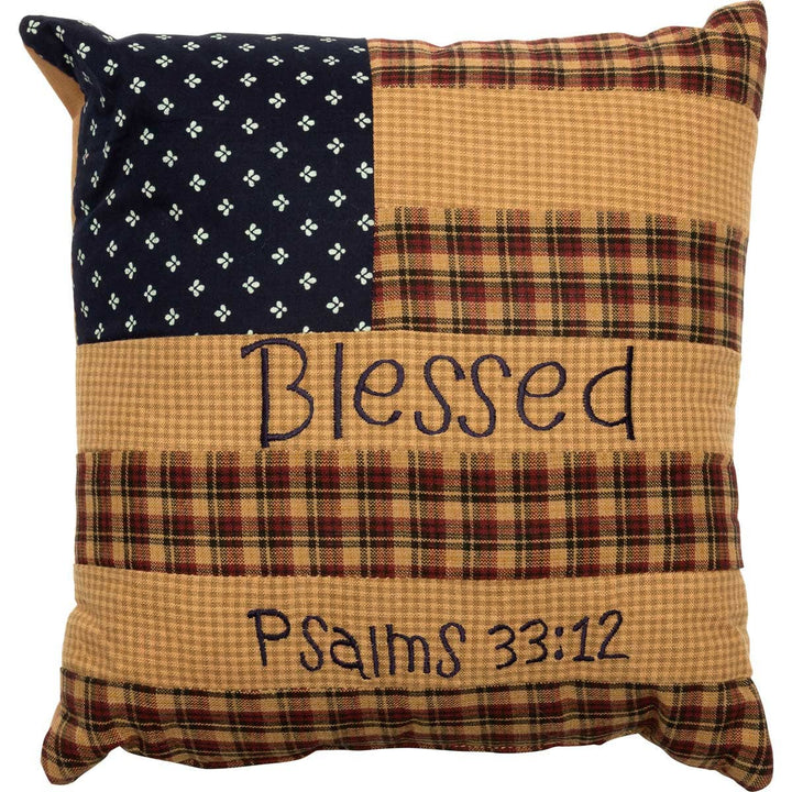 FAIRE - VHC Brands Throw Pillows Patriotic Patch Pillow Blessed 10x10