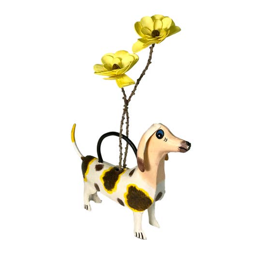 FAIRE - Wilco Home Decor Dora the Dachshund Metal Art Watering Can Polka Dot Doggy *