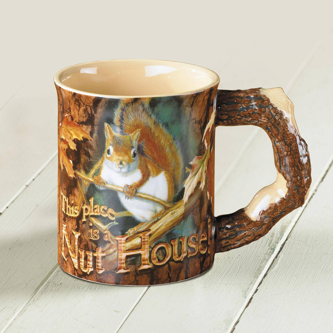 Faire-wild wings squirrel mug This Place is a Nut House-cute SQUIRREL SCULPT MUG 16oz