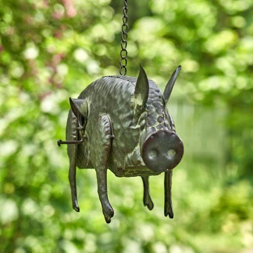 FAIRE - Zaer Birdhouses Galvanized Pig Bird House Patio Decor