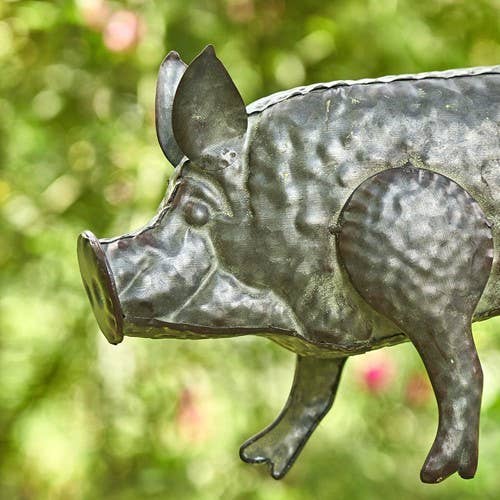 FAIRE - Zaer Birdhouses Galvanized Pig Bird House Patio Decor