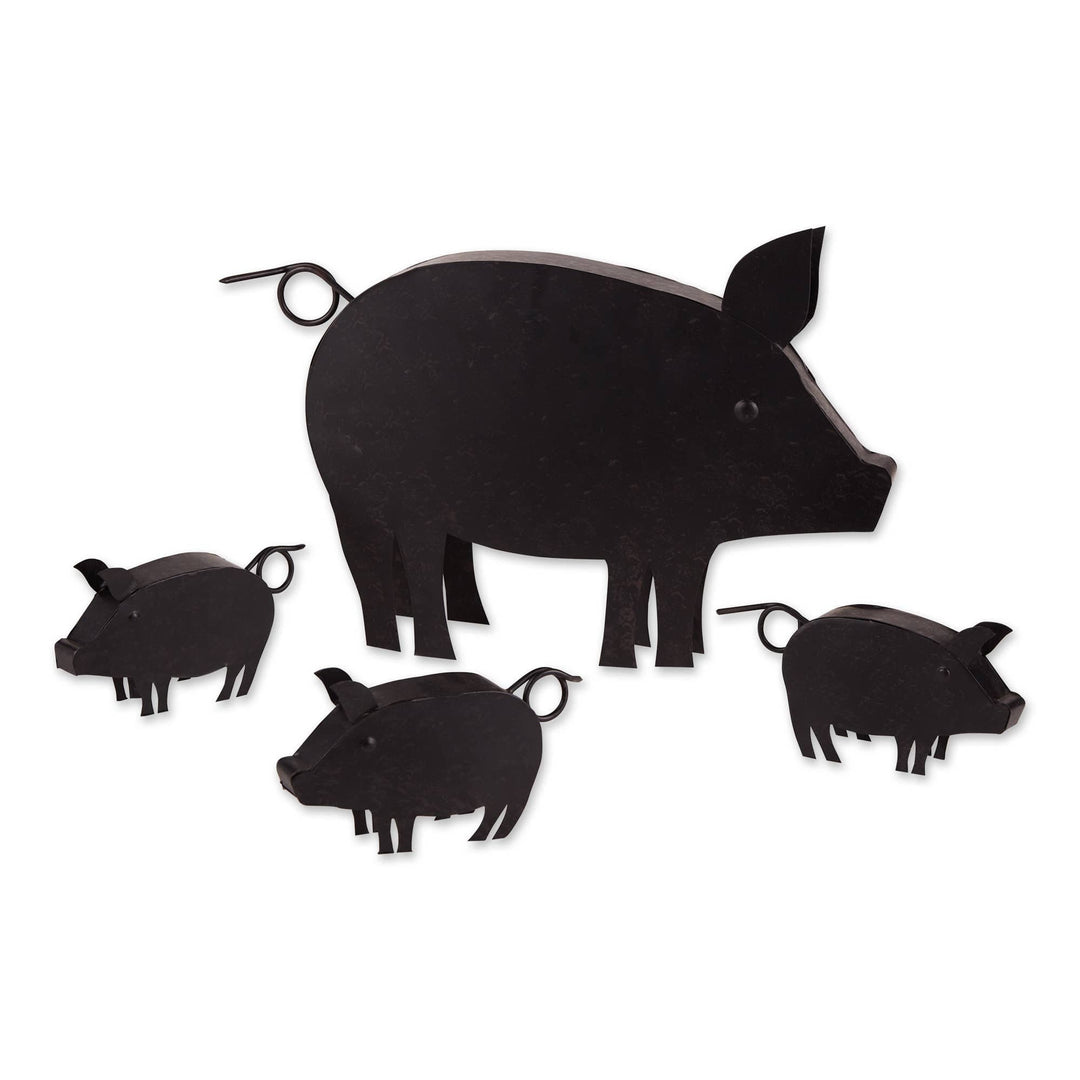 FAIRE - Zings & Thingz Figurines Pig With Piglets Metal Art Sculpture