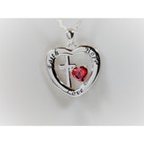 Faith, Hope and Love Sterling Silver Pendant with Red CZ Heart, Beautiful!