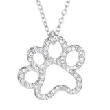 Paw Necklace, Fashion Silver Plated Black and White or White CZ Pet Paw Necklace-So Sweet for the Pet Lover!!
