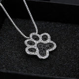 Paw Necklace, Fashion Silver Plated Black and White or White CZ Pet Paw Necklace-So Sweet for the Pet Lover!! - The Pink Pigs, Animal Lover's Boutique