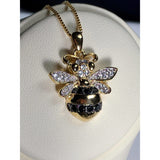 Bumble Bee Necklace-Cute Solid Sterling Silver Sparkling Bumble Bee