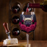 Dog Face Wine Glass Sleeve - Floral Sleeves for Wine Glass - Bulldog Wine Glass Sleeve