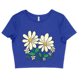 Women's Cropped Flower T-Shirt - Cute T-Shirt