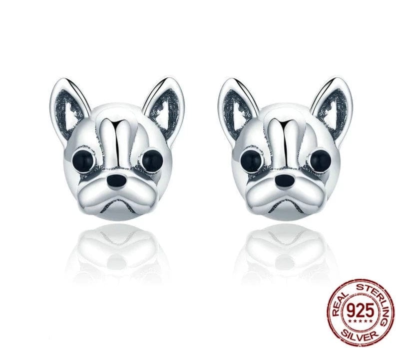 French Bulldog Stud Earrings - Sterling Silver