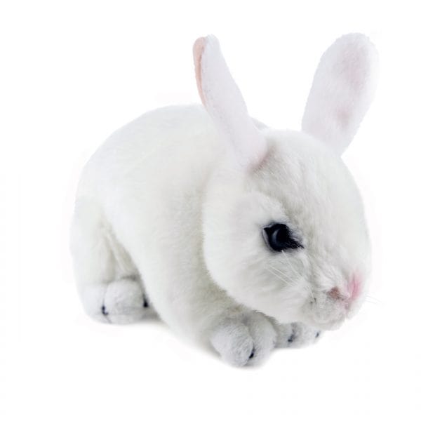 FurTastic Friends by Bocchetta Plush Toys stuffed rabbit White Black or Blue & White or White Bunny Rabbits Realistic Size 23cm.
