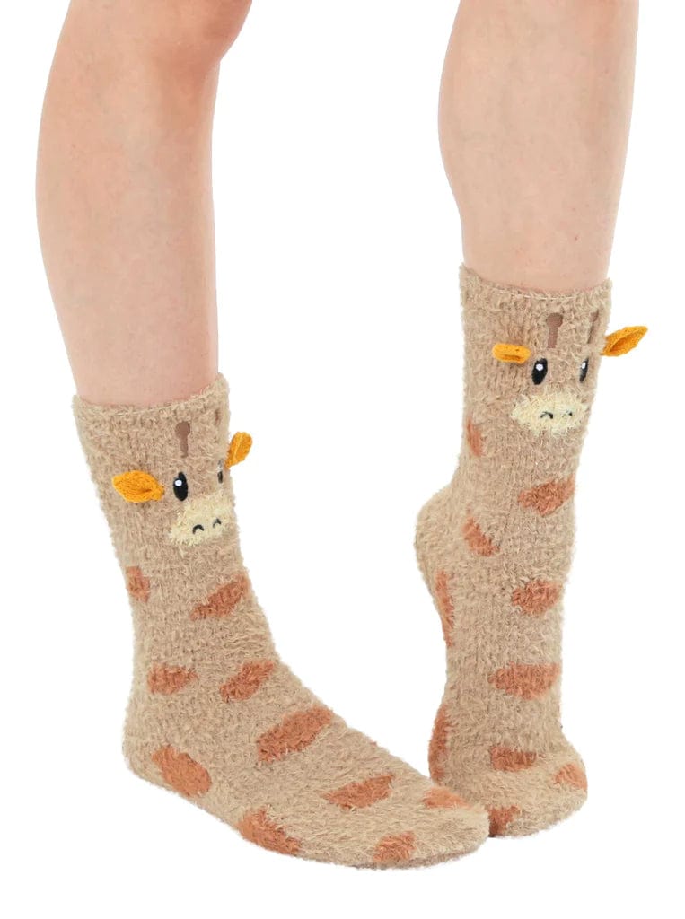Giraffe Fuzzy Crew Slipper Socks Super Soft Unisex