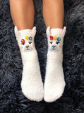 Llama Crew Slipper Socks Soft and Fuzzy Women's