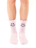 Bunny Rabbit Fuzzy Crew Slipper Socks Pink or White Soft and Fuzzy
