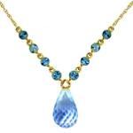 Galaxy Gold Fine Jewelry Sets Necklace / Rose Blue Topaz Briolette with Topaz Accents in 14K Rose Gold  11.3ctw