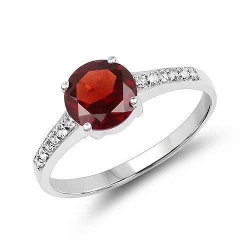 Garnet and White Topaz Simple Engagement Style Ring in Sterling Silver, 1.68ctw Elegant!
