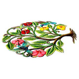 GCDS-Croix des Bouquets Metal Wall Art HUMMINGBIRDS AND HIBISCUS FLOWERS PAINTED HAITIAN METAL DRUM WALL ART, 24"