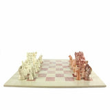 GCDS-Smolart Soapstone chess set Hand Carved Kenya Traditional Soapstone Animal Chess Set or Pieces- 15" Board