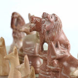 GCDS-Smolart Soapstone chess set Pieces Only Hand Carved Kenya Traditional Soapstone Animal Chess Set or Pieces- 15" Board