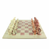 GCDS-Smolart Soapstone chess set Set w/Board Hand Carved Kenya Traditional Soapstone Animal Chess Set or Pieces- 15" Board