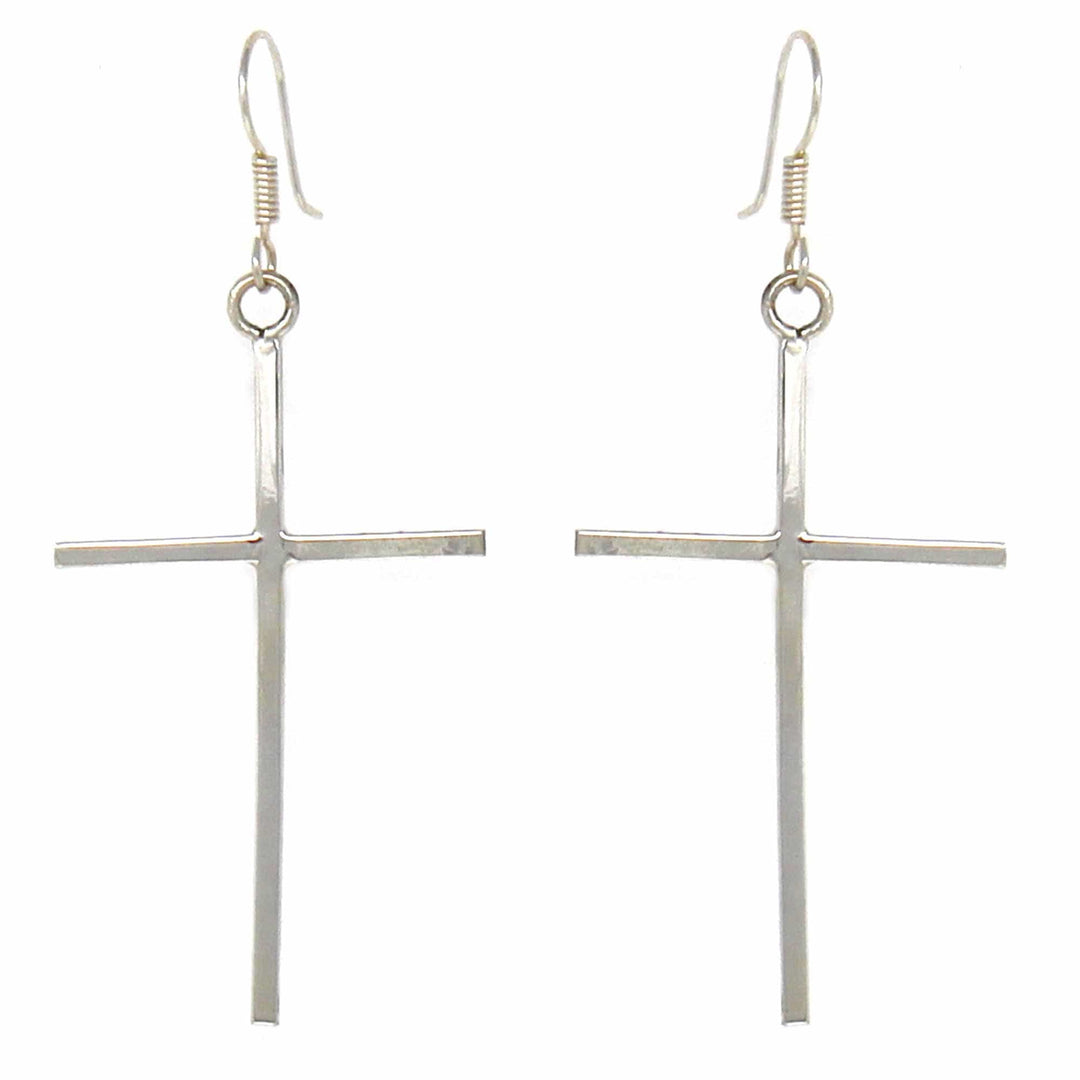 GCDS-UPA Jewelry Sterling Silver Cross Drop Earrings Handmade in Mexico