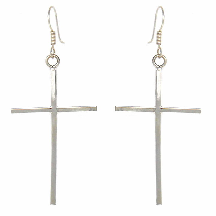 GCDS-UPA Jewelry Sterling Silver Cross Drop Earrings Handmade in Mexico