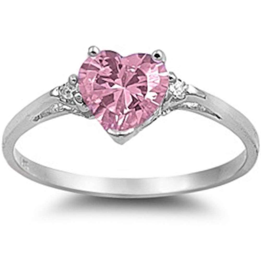 CZ Heart Ring, All Colors in Sterling Silver, Beautiful Promise Ring or Just Because! - The Pink Pigs, Animal Lover's Boutique