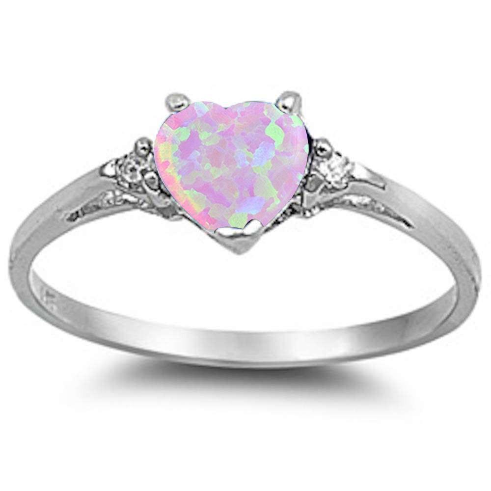 Pink Cubic Zirconia Heart Promise Ring 925 Sterling Silver Size 12