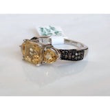 Genuine Citrine and Champagne Diamond Ring 3ct in Sterling Silver Size 7