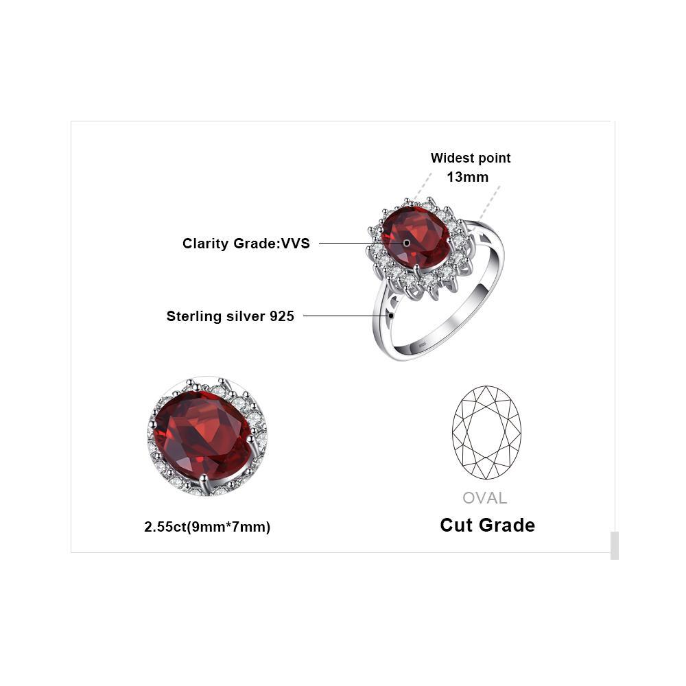 Genuine Garnet and CZ set in solid 925 Sterling Sliver Jewelry SET, Necklace/Earrings/Ring - The Pink Pigs, A Compassionate Boutique