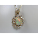 Genuine Opal and Diamond- Pendant