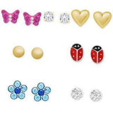 Butterflies, Ladybugs & Flowers Girl's Sterling Silver Earring Set