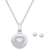 Heart Locket Girl's Sterling Silver Earring & Necklace Set