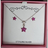 Girl's Sterling Silver Earring & Necklace Sets - The Pink Pigs, A Compassionate Boutique