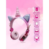 Girls Unicorn Headphone Set--SO CUTE! Beautiful Colors! Helps Rescued Animals! - The Pink Pigs, A Compassionate Boutique