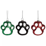 Glass Paw Print Holiday Ornament