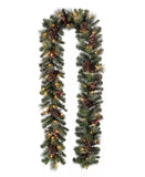 GLITZHOME LLC CHRISTMAS Pre-Lit Glittered Pine Cone Christmas Garland, with Warm LED Light