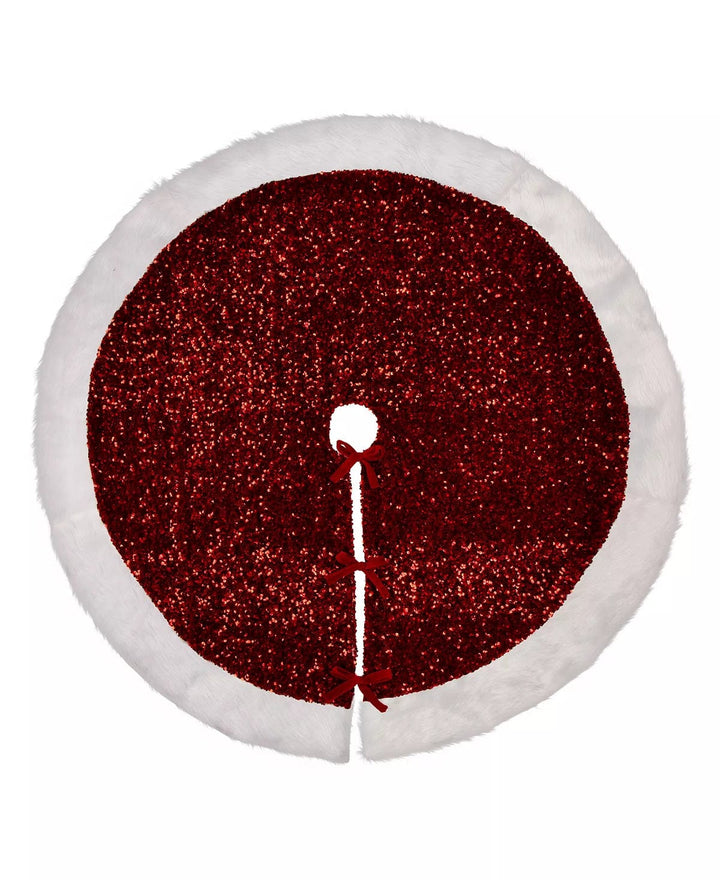 GLITZHOME LLC CHRISTMAS Sequin Christmas Faux Fur Tree Skirt