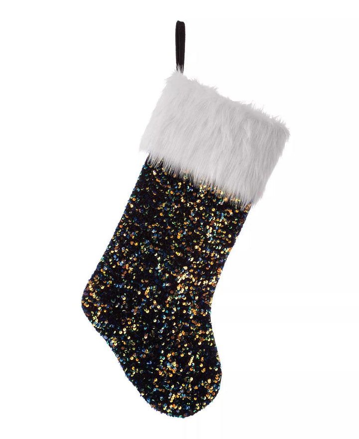 GLITZHOME LLC CHRISTMAS Sequin Christmas Stocking Candy and Gift Pouch Imported Polyester