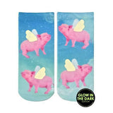 Flying Pig, Cow, Vegan QUALITY Socks! GLOW IN THE DARK FUN! - The Pink Pigs, A Compassionate Boutique